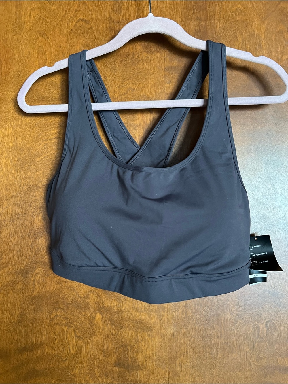 Ideology Black Cross-Back Sports Bra - Supportive Scoop Neck